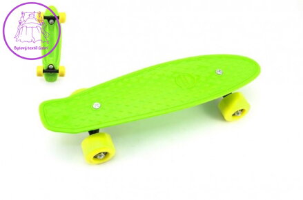 Skateboard - pennyboard 43cm, nosnost 60kg plastové osy, zelená, žlutá kola