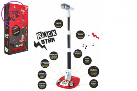 Mikrofon karaoke ROCK STAR plast na baterie se světlem se zvukem v krabici 23x45x8cm
