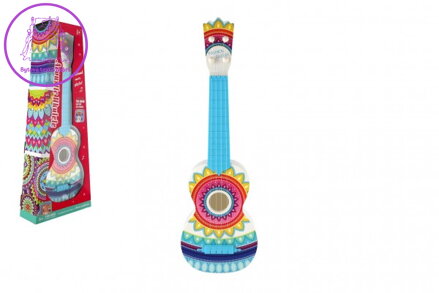 Kytara/ukulele plast 55cm s trsátkem barevná v krabici 24x59x8cm