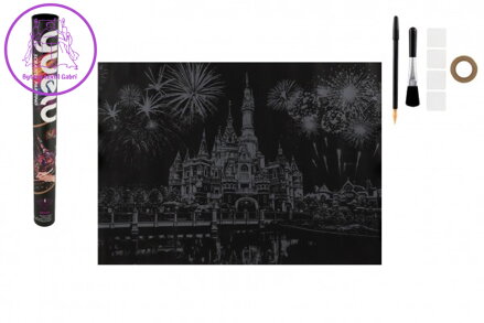 Škrabací obrázek barevný Disneyland 75x52cm v tubě 6x54cm