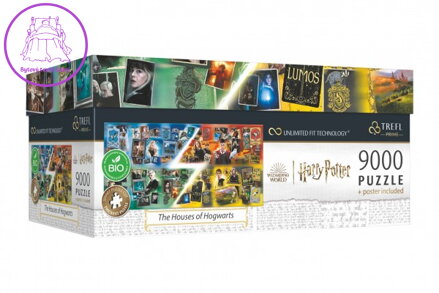 Puzzle Harry Potter Domy v Bradavicích 9000 dílků + plakát  v krabici 45x24x21cm