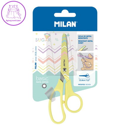 Nůžky MILAN Basic Pastel Edition žluté - blistr
