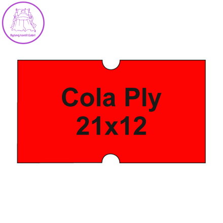 Etikety cen. COLA PLY 21x12 hranaté - 1250 etikiet/kotúčik, červené