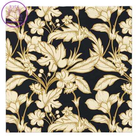 Ubrousky PAW AIRLAID 40x40 cm - Beautiful Floral Pattern Black