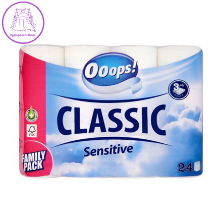 Toaletní papír Ooops! Classic Sensitive 3-vrstvý, 24 ks / bal
