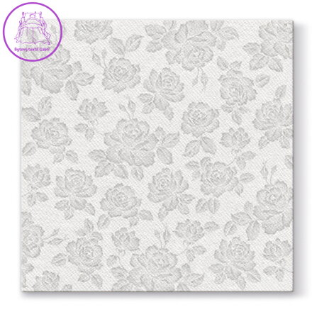 Ubrousky PAW AIRLAID L 40x40cm Subtle Roses Silver