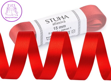 Atlasová stuha oboulící svazky po 5 m šírka 15 mm