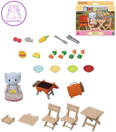 Sylvanian Families BBQ sada na piknik s figurkou slona doplněk k herním sadám