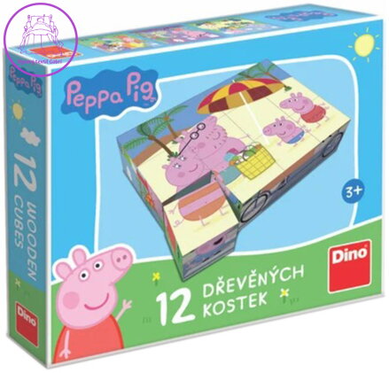 DINO DŘEVO Kubus Peppa Pig obrázkové kostky 12ks *DŘEVĚNÉ HRAČKY*