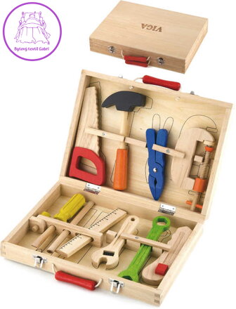 DŘEVO Nářadí dětské pracovní nástroje set 10ks v kufříku *DŘEVĚNÉ HRAČKY*