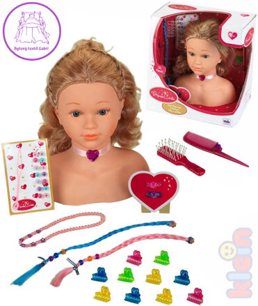 KLEIN Princess Coralie hlava česací kadeřnický set s doplňky v krabici