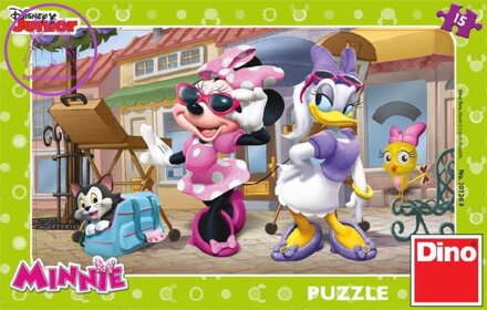 DINO Hra Puzzle Disney Junior Minnie na Montmartru 15 dílků v krabici