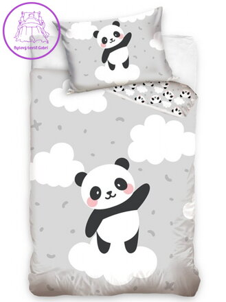 TipTrade Povlečení bavlna do postýlky Panda na obláčku 100x135, 40x60 cm