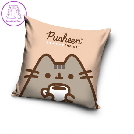 Carbotex Povlak na polštářek Kočička Pusheen Čas na kávu 40x40 cm