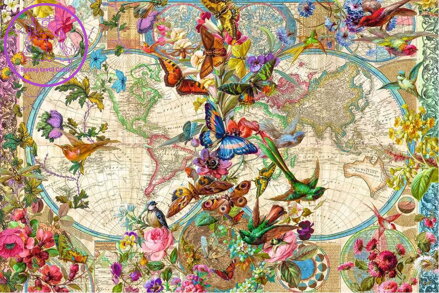 RAVENSBURGER Puzzle Mapa světa s flórou a faunou 3000 dílků