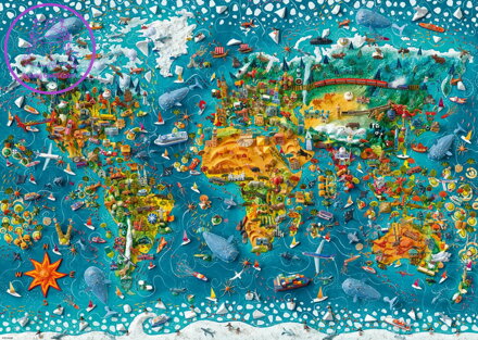 HEYE Puzzle Map Art: Miniaturní svět 2000 dílků