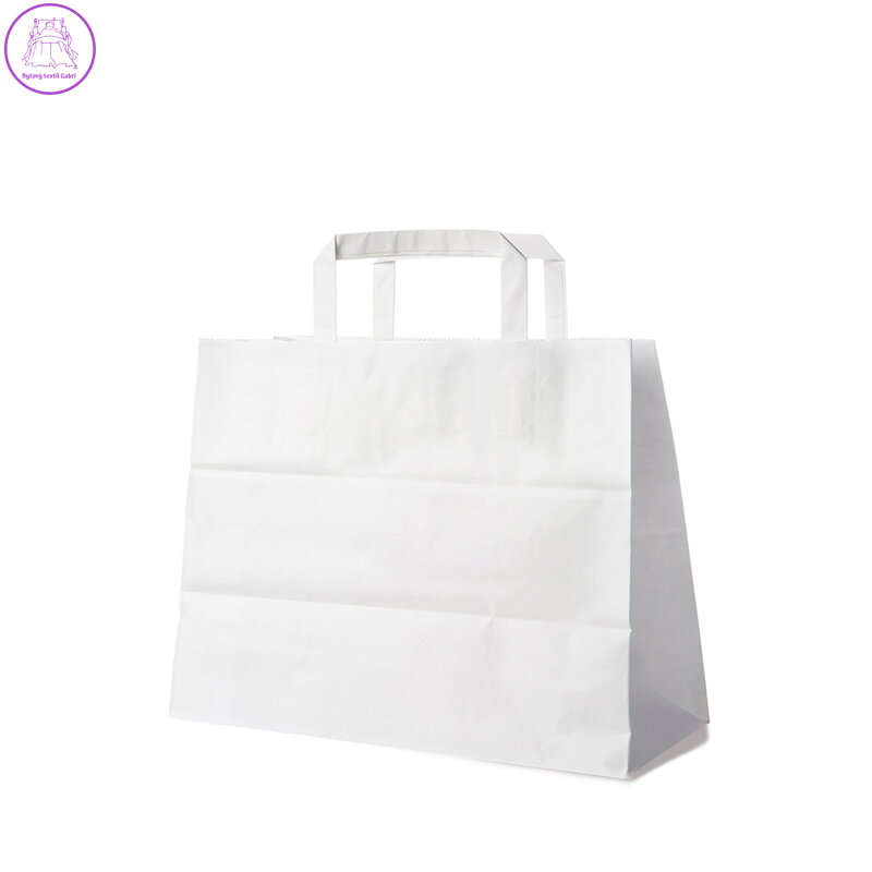 Papírové tašky 32+16x27 cm bílé / 50 ks /