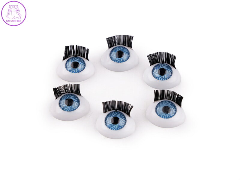 Plastové oči s řasami k nalepení 11x15 mm