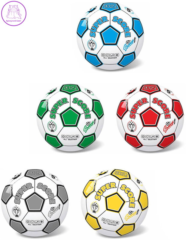 Míč fotbalový balon Super Score vel. 5 kopačák s potiskem 5 barev