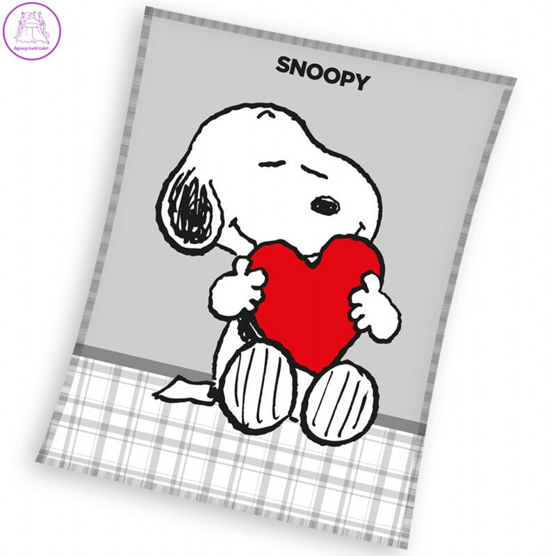 Carbotex Dětská fleecová deka Snoopy Love 150x200 cm