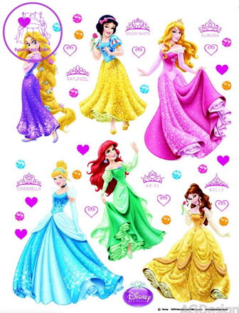 Samolepící dekorace dětská Disney Princezny - DK 1706-2022