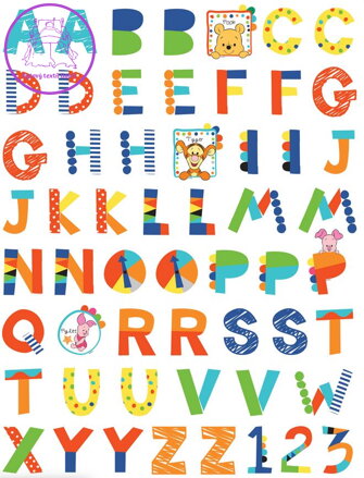 Samolepící dekorace dětská Disney Medvídek Pů abeceda - DK 891-2022