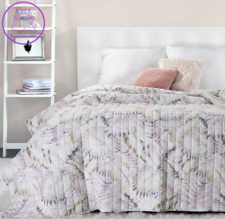  Přehoz na postel s potiskem 200x220cm Euf - Doroty bílá/růžová SKLADEM