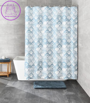 Koupelnový textilní závěs 180x200cm - Concha Iceblue 2024