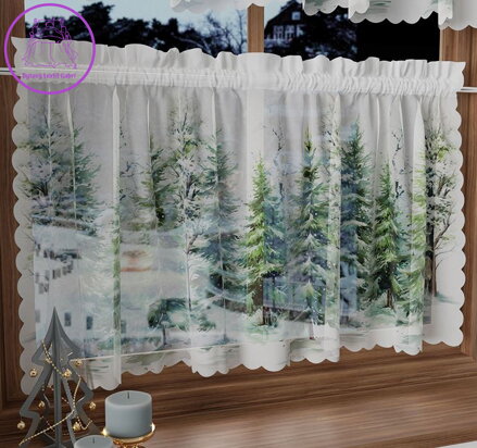 Voálová vitrážková záclona s potiskem vánoční 100x40cm Gabri- PBN278 Les Voálová vitrážková záclona s potiskem vánoční 100x40cm Gabri- PBN278 Les