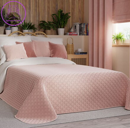 Přehoz na postel prošívaný Gabri - Velvi 004 pudrový růžový ( více rozměrů )