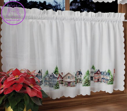Microfibra vitrážková záclona s potiskem vánoční 100x40cm Gabri- PBN266 Zimní město Microfibra vitrážková záclona s potiskem vánoční 100x40cm Gabri- PBN266 Zimní město