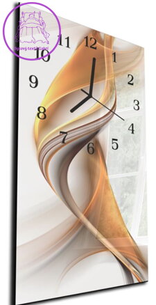 Nástěnné hodiny 30x60cm - Béžovo cihlová plastická vlna