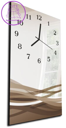 Nástěnné hodiny 30x60cm - Hnědá malovaná vlna