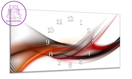Nástěnné hodiny 30x60cm - Abstrakt temně červená vlna