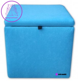 Taburet s úložným prostorem tkanina Suedine světle modrá 29 - více barev