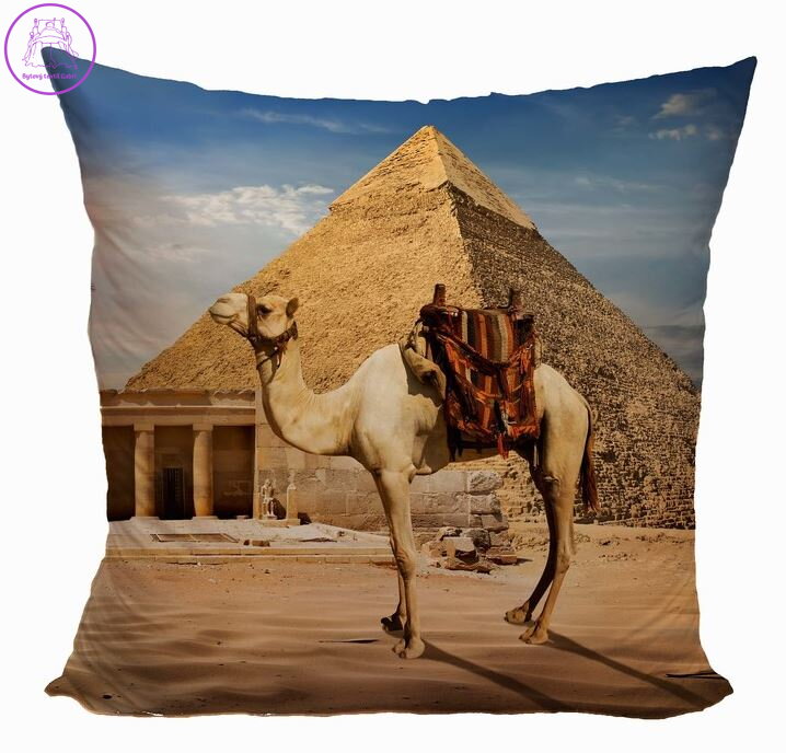 Fotopolštářek 40x40cm s efektem 3D - Velbloud u pyramidy