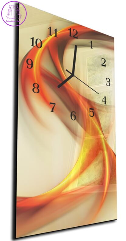 Nástěnné hodiny 30x60cm - Abstraktní sytě oranžová vlna