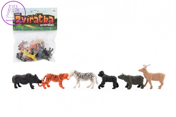 Zvířátka mini safari ZOO plast 5-6cm 12ks v sáčku