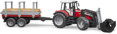 BRUDER 02046 (2046) Set traktor nakladač Massey Ferguson 7480 + přepravník s kládami