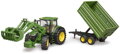 BRUDER 03155 Traktor John Deere 7R 350 set s čelním nakladačem a přívěsem