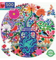 EEBOO Kulaté puzzle Ptáčci s květinami 500 dílků