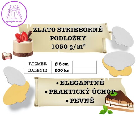 Obojstranné zlato - strieborné podložky na torty, priemer 8 cm (balenie 200 ks)