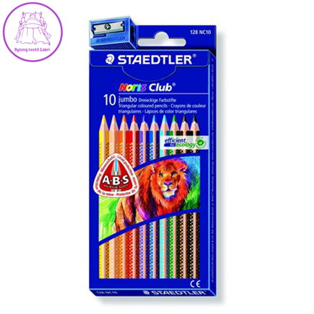 Barevné tužky, trojúhelníkové, hrubé, STAEDTLER "Noris Club, 10 různých barev