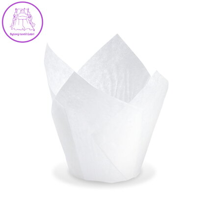 Tulipánový cukrářský košíček (PAP) bílý Ø50 x 85 mm / 16 x 16 cm [100 ks]