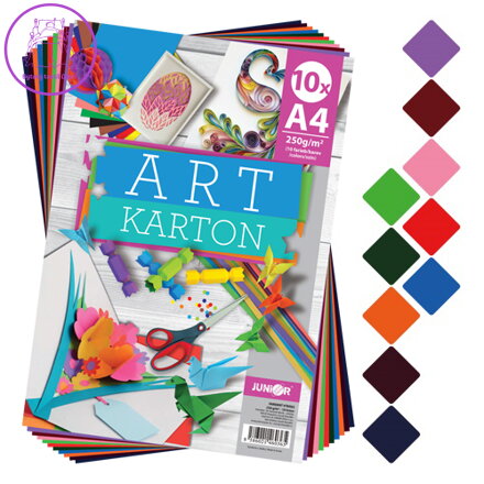 Blok barevného papíru - výkres ART CARTON A4 250g (10 ks) mix 10 barev
