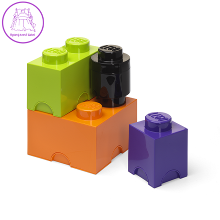 LEGO úložné boxy Multi-Pack 4 ks - fialová, černá, oranžová, zelená