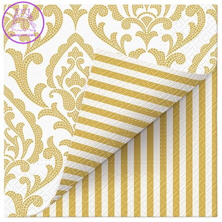 Ubrousky PAW L 33x33cm Double Design Portuguese Tiles Stripe (gold)
