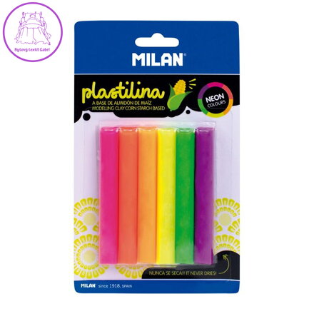 Plastelína MILAN 6 tyčinek v neonových barvách 70 g