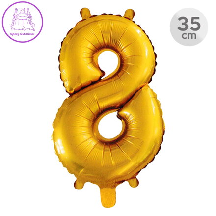 Balón narozeninový 35 cm - číslo 8, zlatý