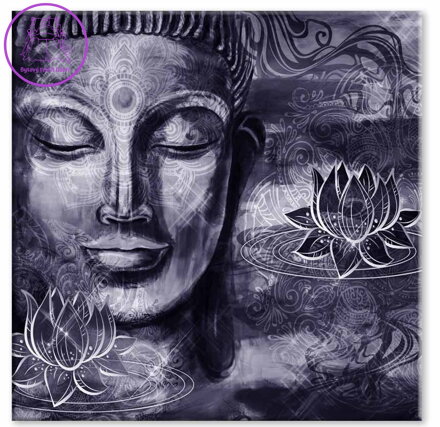 Abstraktní obraz fialový Buddha